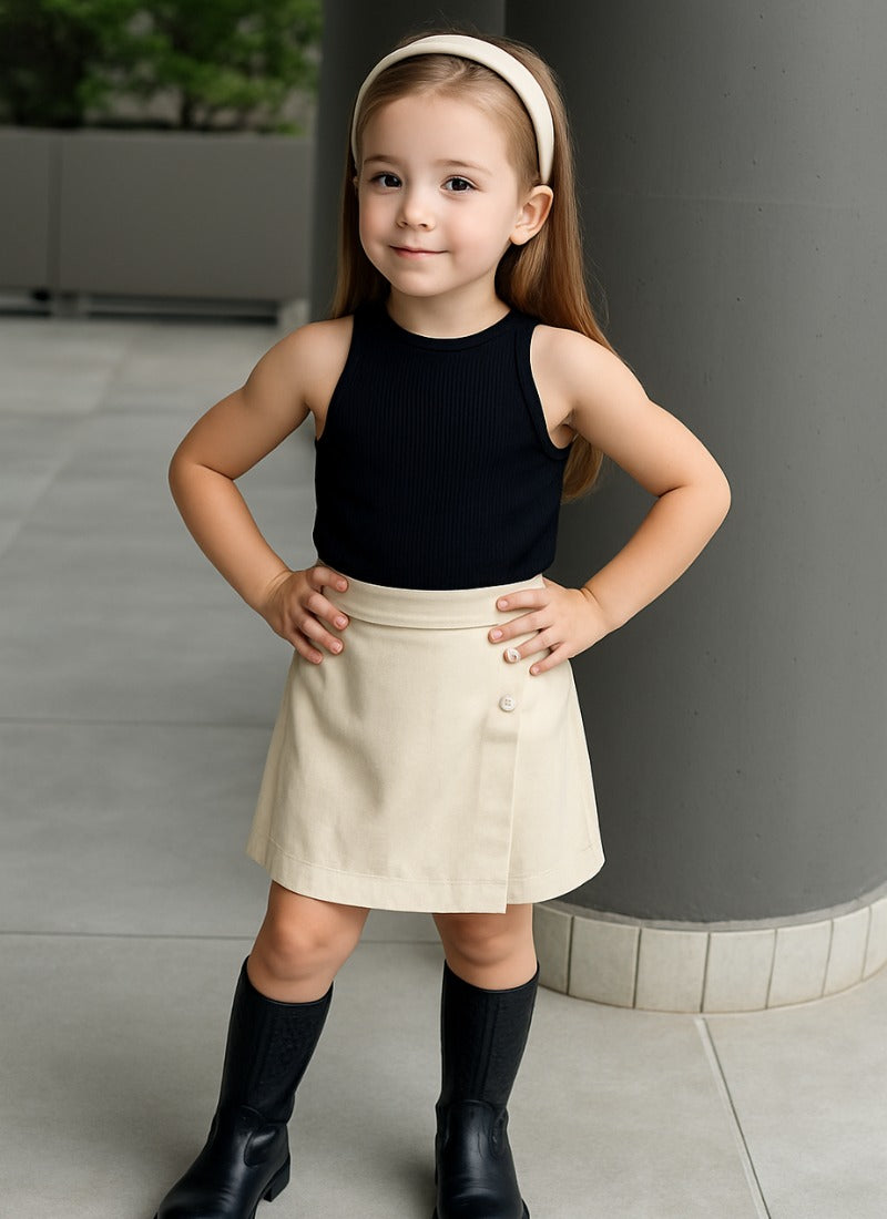 🖤 Stylish Sleeveless Top & Skirt Set for Girls – Modern Casual Look