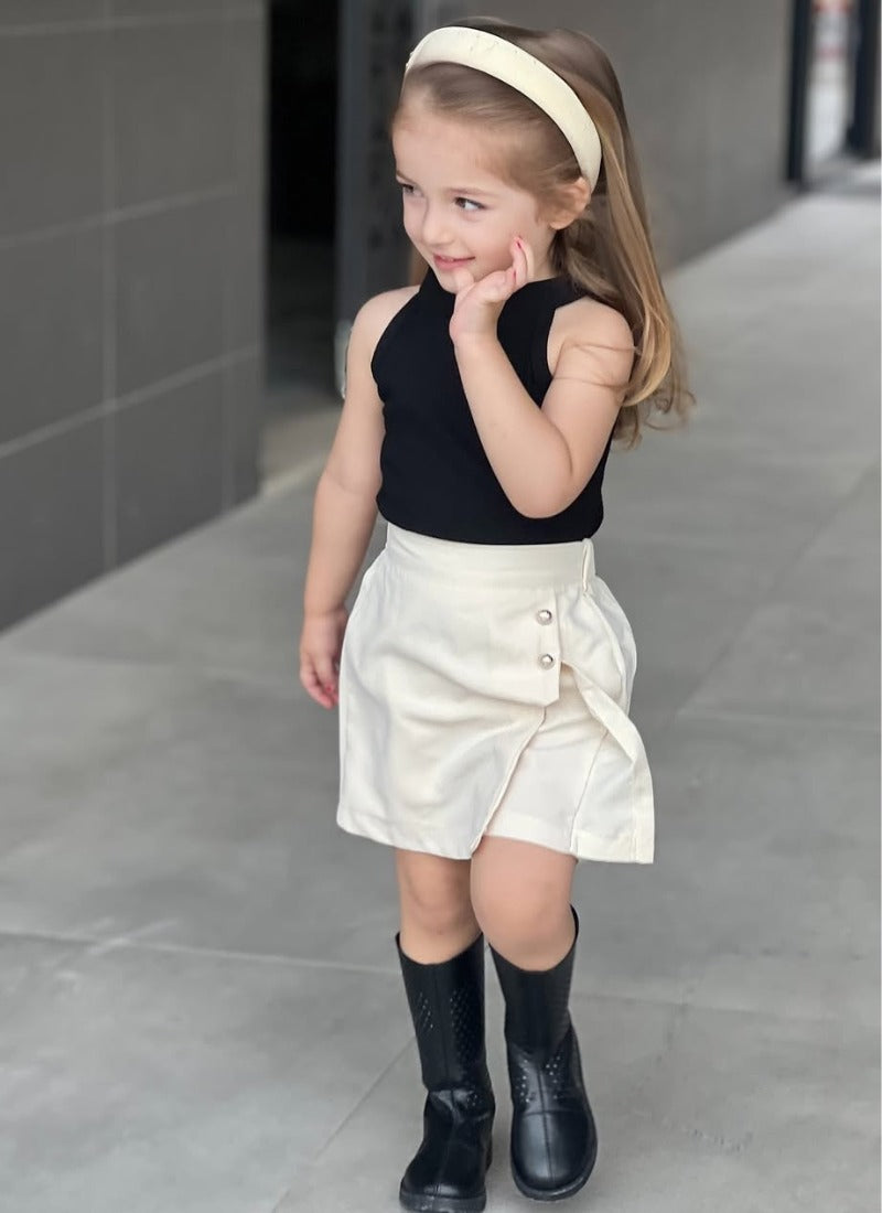 🖤 Stylish Sleeveless Top & Skirt Set for Girls – Modern Casual Look