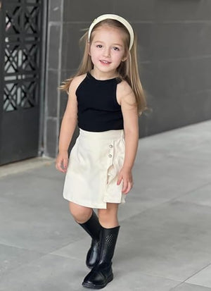 🖤 Stylish Sleeveless Top & Skirt Set for Girls – Modern Casual Look